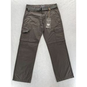 Vintage Koman Cargo Pants Mens 36x32 Relaxed Straight Gray Belted Y2K Skater